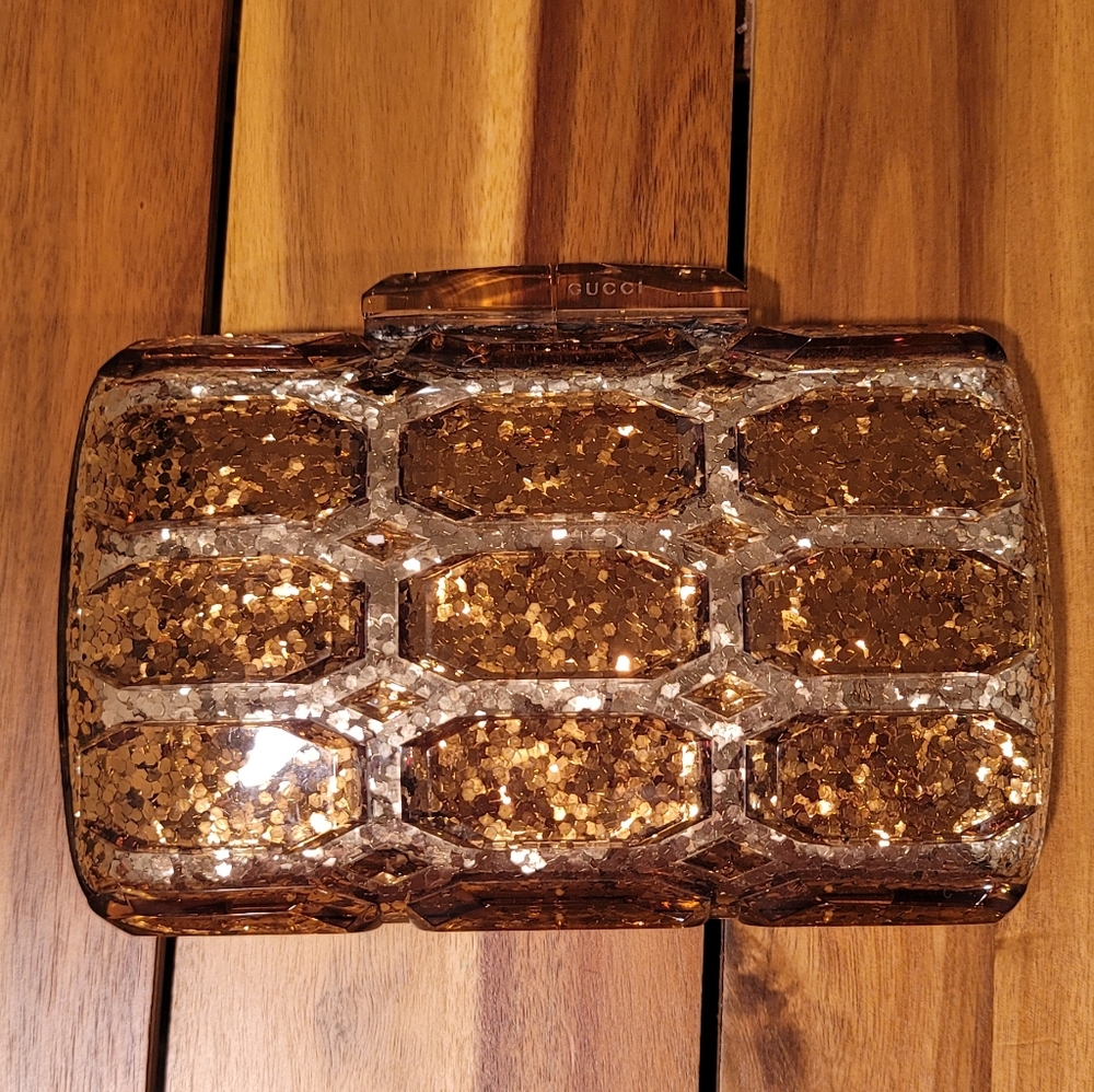 Gucci Aristographic Glitter Clutch